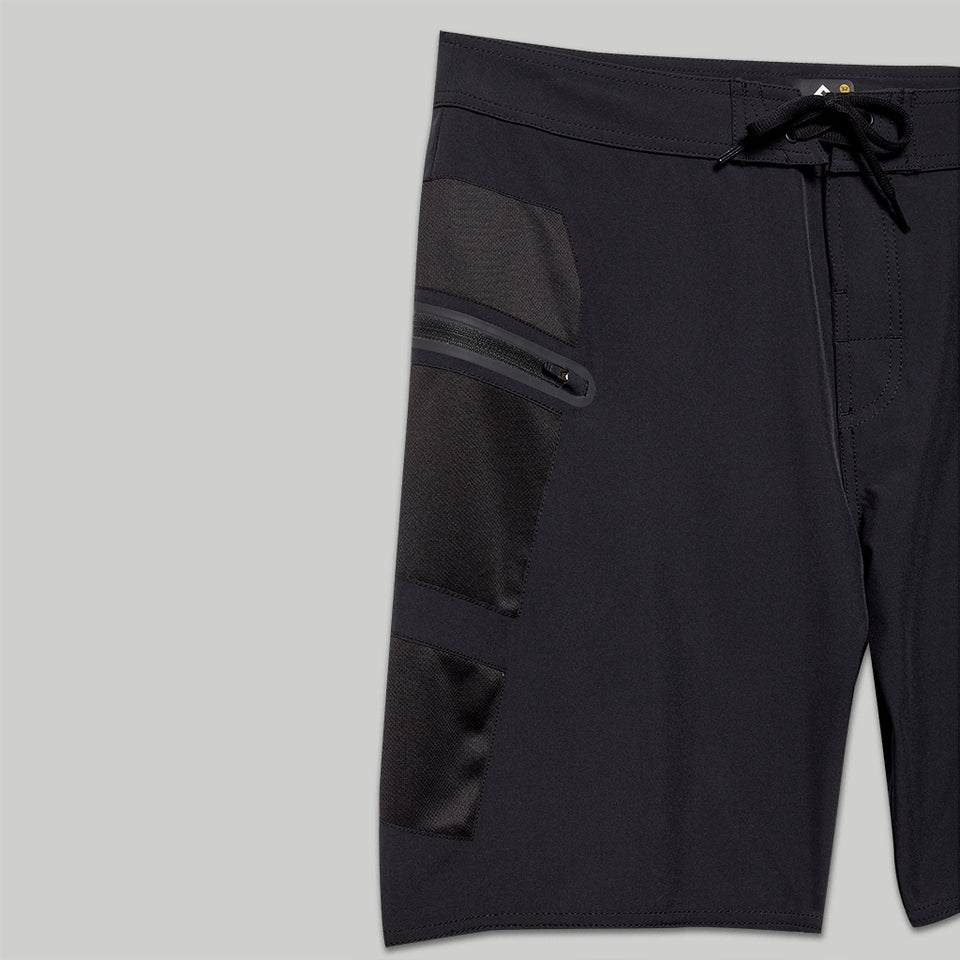 Forcis Mens Black Polyester Boardshorts Pocket Detail View