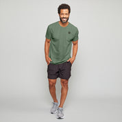 Forcis Mens Heather Forest Green Poly Cotton Spandex Triblend Essential Shortsleeve T-shirt Front View On Model