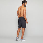 Forcis Mens Black Polyester Boardshorts Back View On Model.