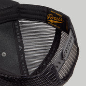 Forcis Mens Poly Cotton Trucker Hat in Grey Black Tag Detail
